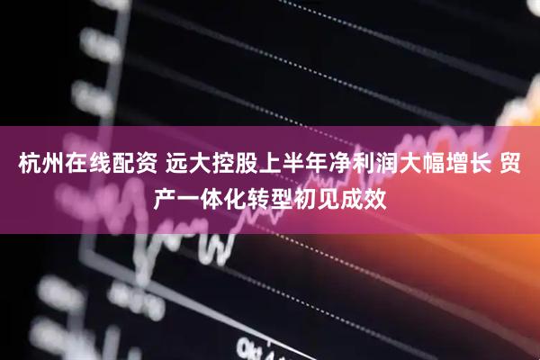 杭州在线配资 远大控股上半年净利润大幅增长 贸产一体化转型初见成效